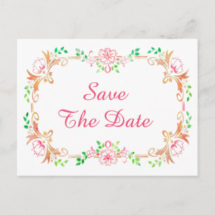 Chic Floral Watercolor 55. Geburtstag Save the Dat Ankündigungspostkarte