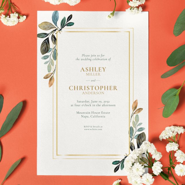 Chic Floral Watercolor All-in-One Hochzeit Einladung (Von Creator hochgeladen)