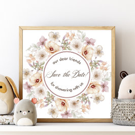 Chic Floral Watercolor Baby in Bloom Baby Dusche Save The Date