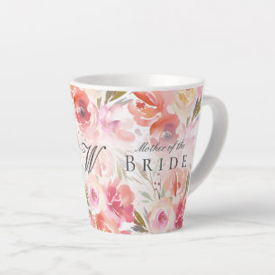 Chic Floral Watercolor Blush Rose Mutter von Braun Milchtasse
