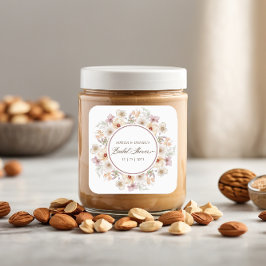 Chic Floral Watercolor Brautparty Quadratischer Aufkleber