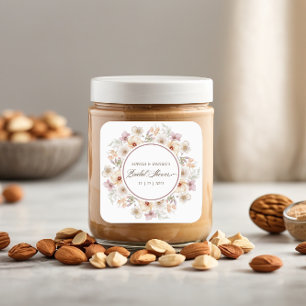 Chic Floral Watercolor Brautparty Quadratischer Aufkleber