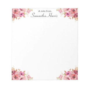 Chic Floral Watercolor-Wildblumen Frame Notepad Notizblock