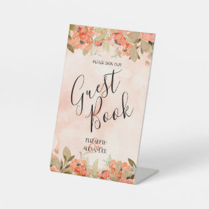 Chic Floral Wedding Guest Book Sockelschild