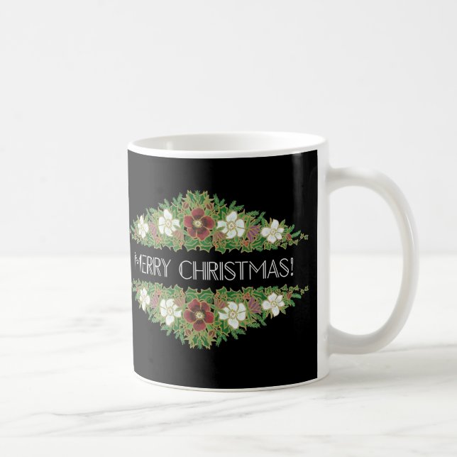Chic Floral Weihnachten Rose, Hellebohrungen, Holl Tasse (Rechts)