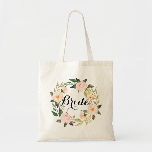 Chic Floral Wreath Bride-2 Tragetasche (Vorne)