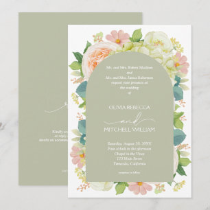 Chic florale Hochzeit Alles in einem Smaragdgrün Einladung