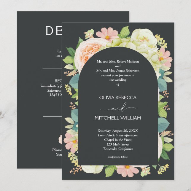 Chic Florals Dark Wedding All in One (Vorne/Hinten)