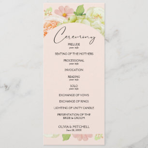 Chic Florals Pink Wedding Zeremonie Programm