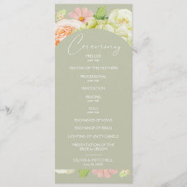 Chic Florals Sage Green Wedding Zeremonie Programm
