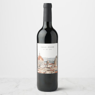 Chic Florence Cathedral Italien Wasserfarbenhochze Weinetikett