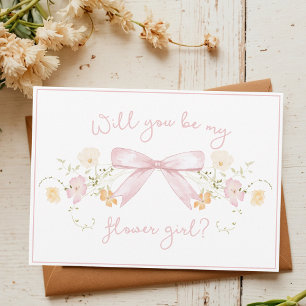 Chic Flower Girl Vorschlag mit Bow Niedlich Girly Karte