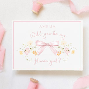 Chic Flower Girl Vorschlag mit Bow und Name Rosa Karte