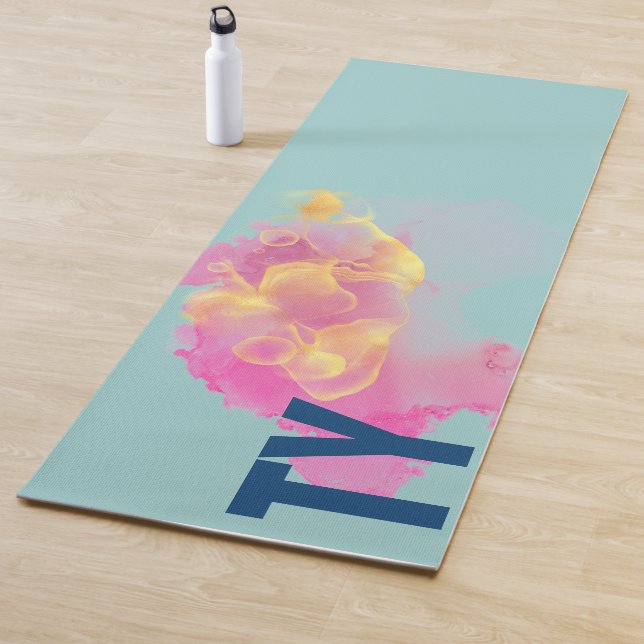 Chic Flowing Ink Design, rosa Gelb Personalisiert Yogamatte (Beispiel)