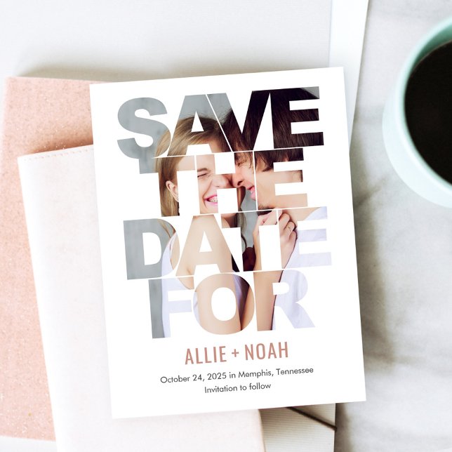 Chic Flüchtige Blick EDITABLE FARBE Save the Date  Postkarte (Von Creator hochgeladen)
