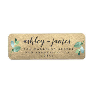 Chic Foliage Dark Green Gold Rücksendeadresse
