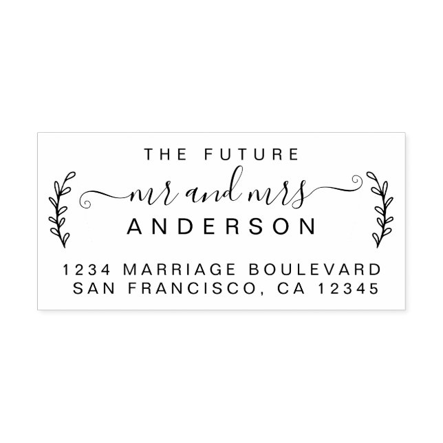 Chic Foliage Future Mr. Wedding Rücksendeadresse Gummistempel (Prägung)