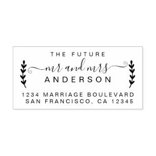 Chic Foliage Future Mr. Wedding Rücksendeadresse Gummistempel