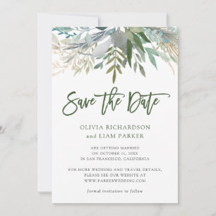 Chic Foliage   Hochzeit von Fotos Save The Date