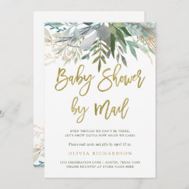 Chic Foliage| Kinderdusche per Mail Gold Script Einladung