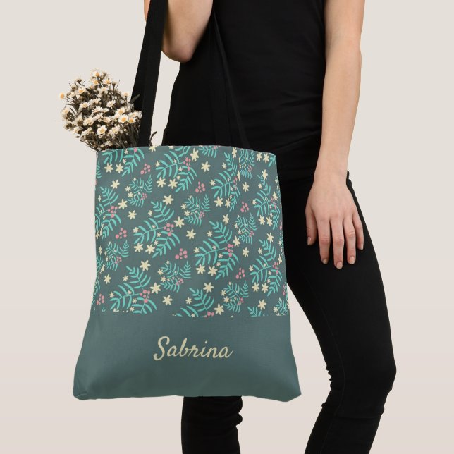 Chic Foliage Mit Monogramm Tote Bag (Von Nahem)