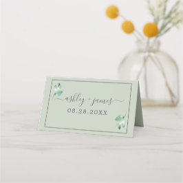 Chic Foliage Pastel Green Custom Wedding Platzkarte
