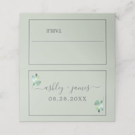 Chic Foliage Pastel Green Custom Wedding Platzkarte