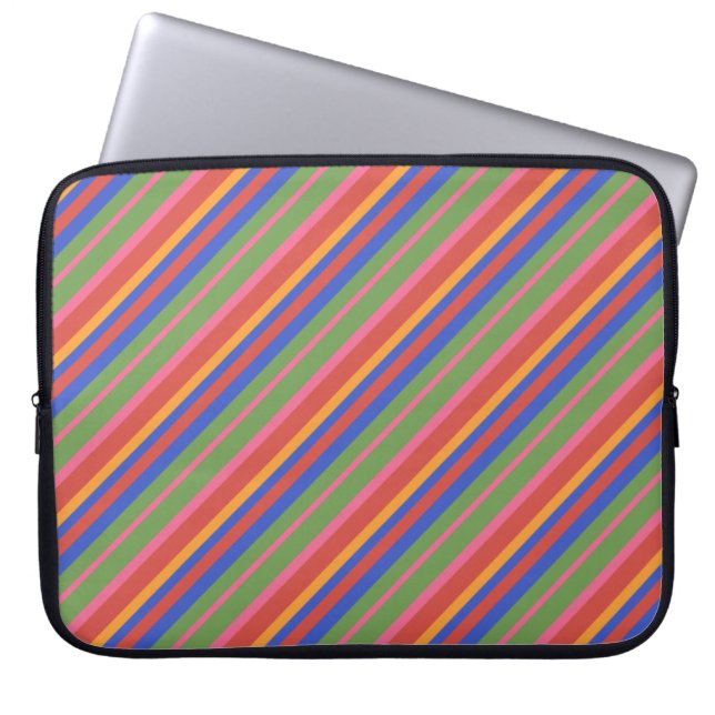 Chic Folk Art Collection gestreift Laptop-Sieb Laptopschutzhülle (Vorderseite)