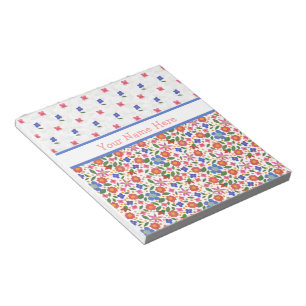 Chic Folk Art Florals auf White Notepad oder Jotte Notizblock