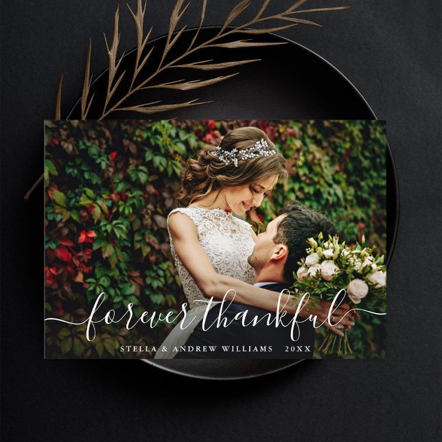 Chic Forever Dankbares Script Danke Foto Card (Von Creator hochgeladen)