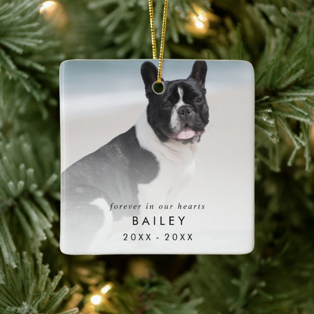 Chic Forever in unserem Herz Foto Hundemeldung Keramikornament (Baum)