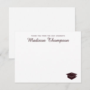 Chic Formal Burgundy Script Graduation Cap Mitteilungskarte