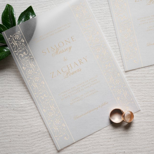 Chic Formal Ecru Scrollwork Border Wedding (Von Creator hochgeladen)