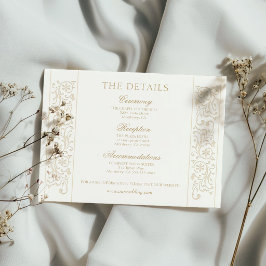 Chic Formal Ecru Scrollwork Border Wedding Begleitkarte