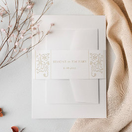 Chic Formal Ecru Scrollwork Border Wedding Einladungsbanderole