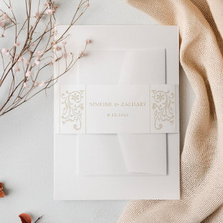Chic Formal Ecru Scrollwork Border Wedding Einladungsbanderole