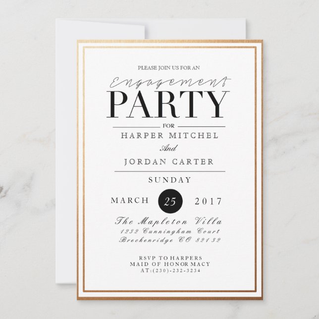 Chic & Formal Engagement Party | Aufforderung zur  Einladung (Vorderseite)