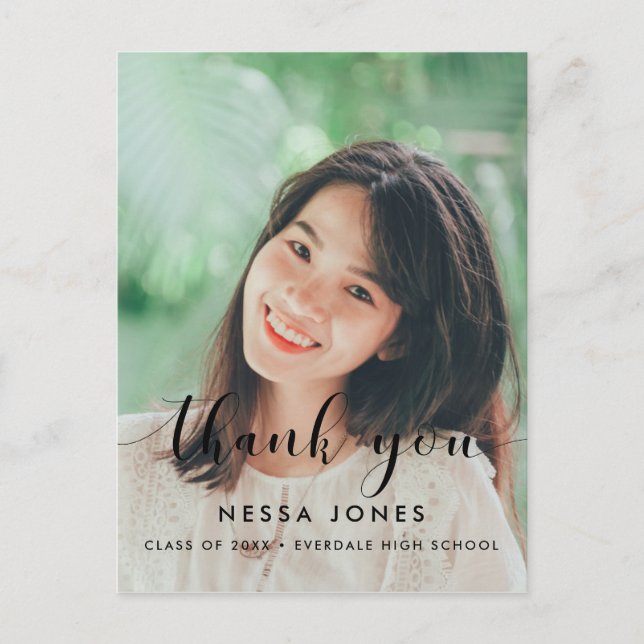 Chic Foto Abschluss Vielen Dank Postkarte (Vorderseite)