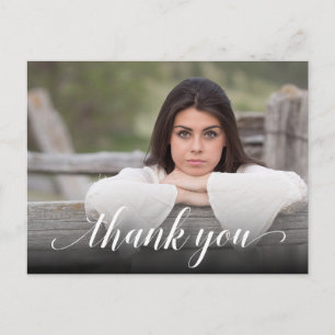 Chic Foto Abschluss Weiß Schrift Danke Postkarte
