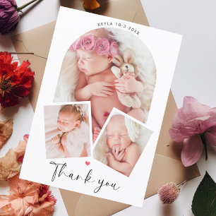 Chic Foto Arch Collage Baby Dusche Vielen Dank Dankeskarte