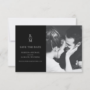 Chic Foto Black Monogram Wedding Save the Date