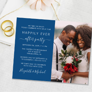 Chic Foto Blue Wedding Reception Einladung