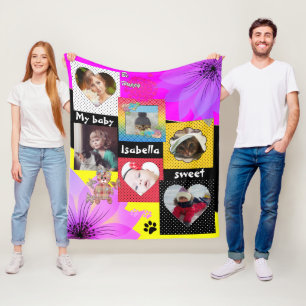 Chic Foto Collage, Ihr Foto Fleecedecke