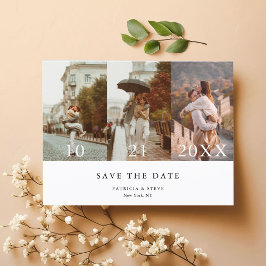 Chic Foto Collage Save the Date Minimalistisch Ankündigungspostkarte
