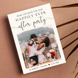 Chic Foto Cream Wedding Empfang Save the Date Ankündigung