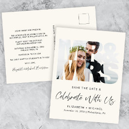 Chic Foto Cream Wedding Empfang Save the Date Ankündigungspostkarte