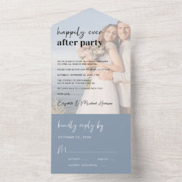 Chic Foto Dusty Blue Wedding Empfang All In One Einladung