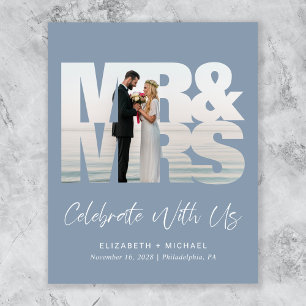 Chic Foto Dusty Blue Wedding Reception Einladung