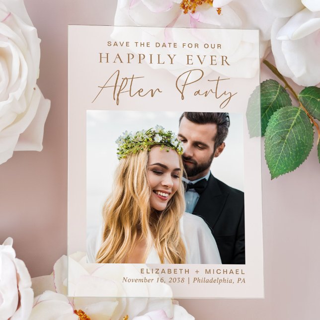 Chic Foto Gold Hochzeitsempfang Save the Date Acryleinladungen (Make your day unforgettable with stunning acrylic save the dates—modern, elegant, unique!)