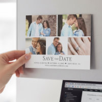 Chic Foto Grid Wedding Save the Date Magnet
